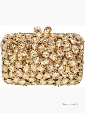 Evening Clutch Crystal Rhinestone Handbag Magnetic Closure Detachable Chain
